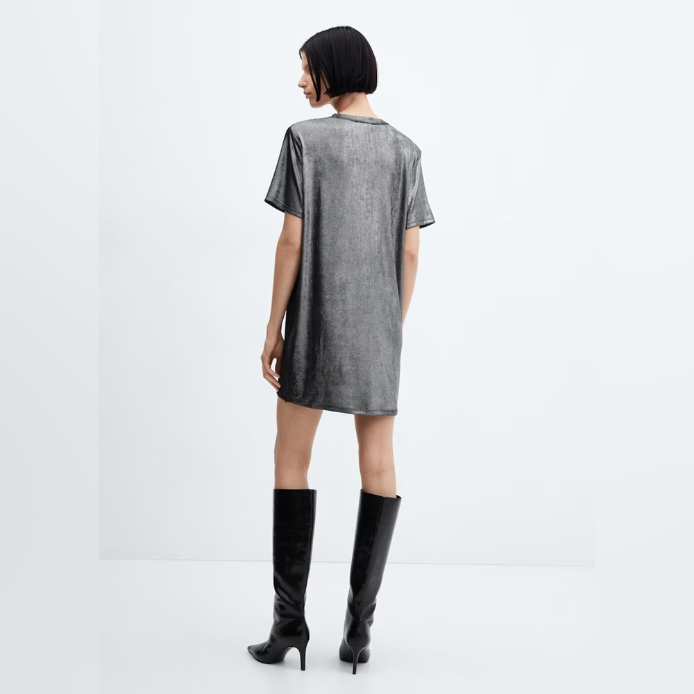 Metallic Silver T-Shirt Dress, NWT! - Picture 3 of 8